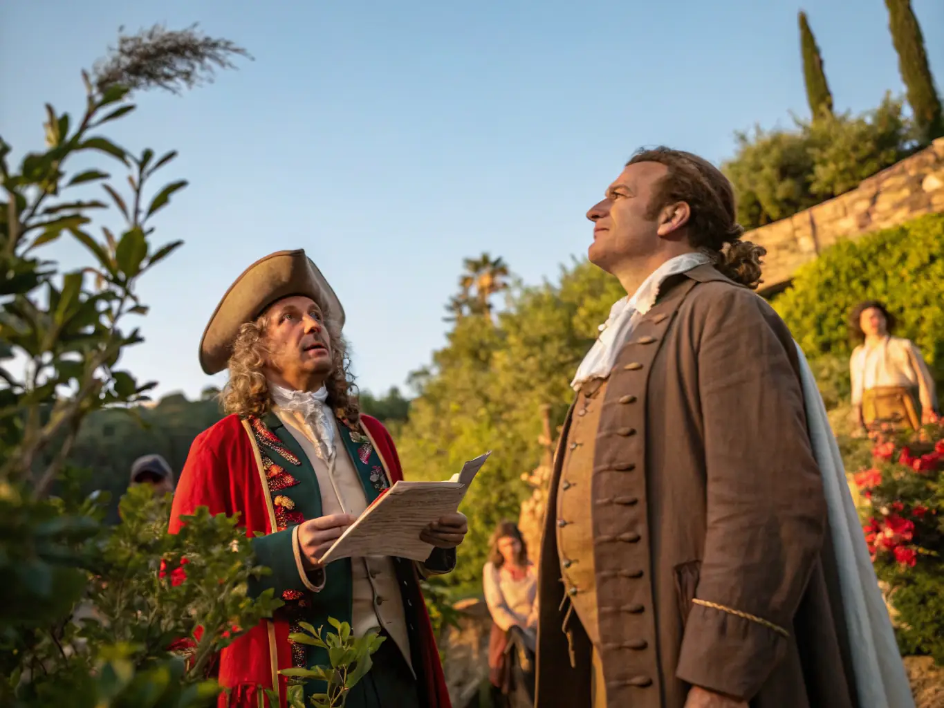 A vibrant photo showing attendees at a cultural event held at Château de Bellevue, such as a historical reenactment or a musical performance. The event is taking place in the Château's courtyard, with attendees enjoying the festivities.